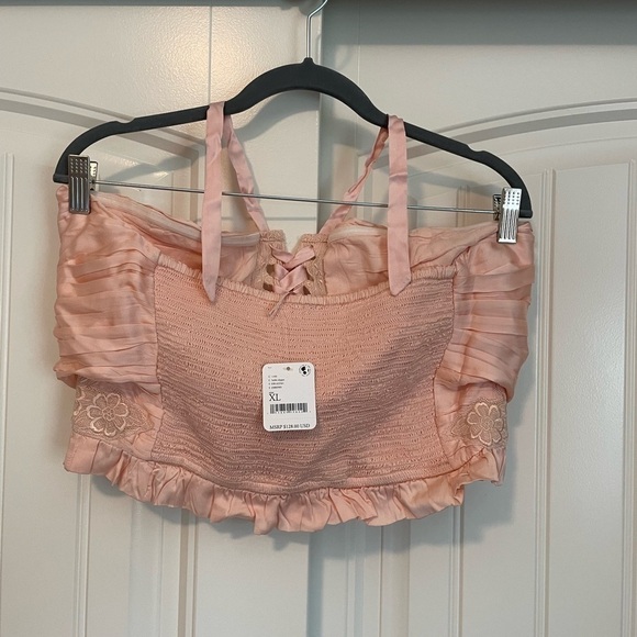 NWT Free People Aurelia Silky Corset Top ballet pink size XL - Picture 4 of 5